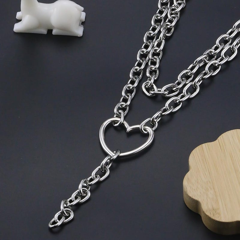 ANGLEQUEEN Chunky Silver Necklaces for Women Silver Layered Pirate Necklaces Punk 8090s Hip Hop Cuban Link Chain Necklace Layered Choker Necklace Pirate Prom Jewelry Freaknik Outfit Accessories - Image 3